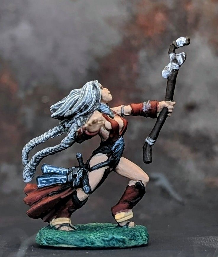 Deenah the Barbarian from Reaper Miniatures.
#OSR, #fantasyminiatures, #ReaperMiniatures, #TTRPG,#vintageminiatures, #miniaturepainting, #dnd, #Dungeons&Dragons