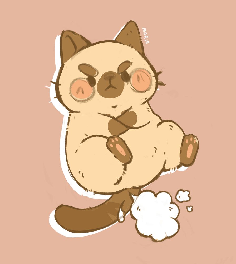 Skizze - wütende, pupsende Katze