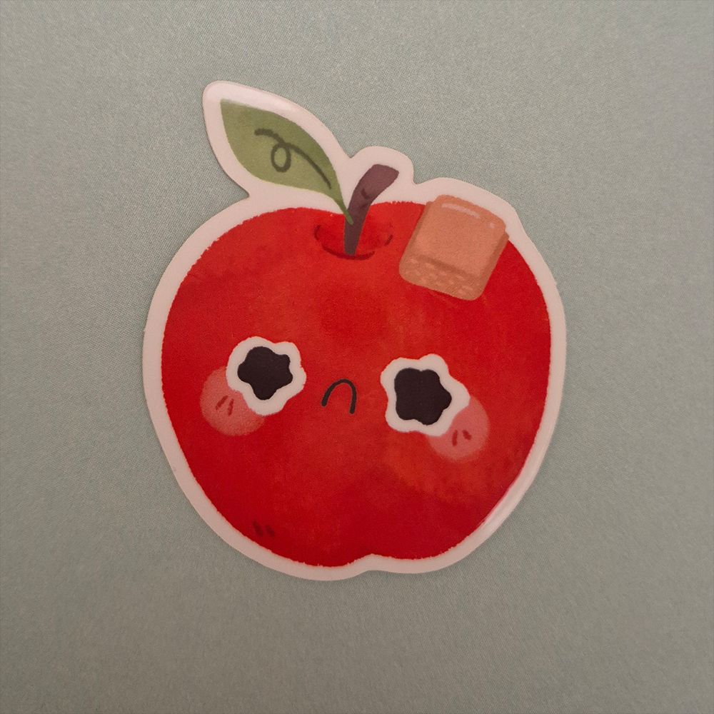 Sticker - trauriger Apfel mit Pflaster