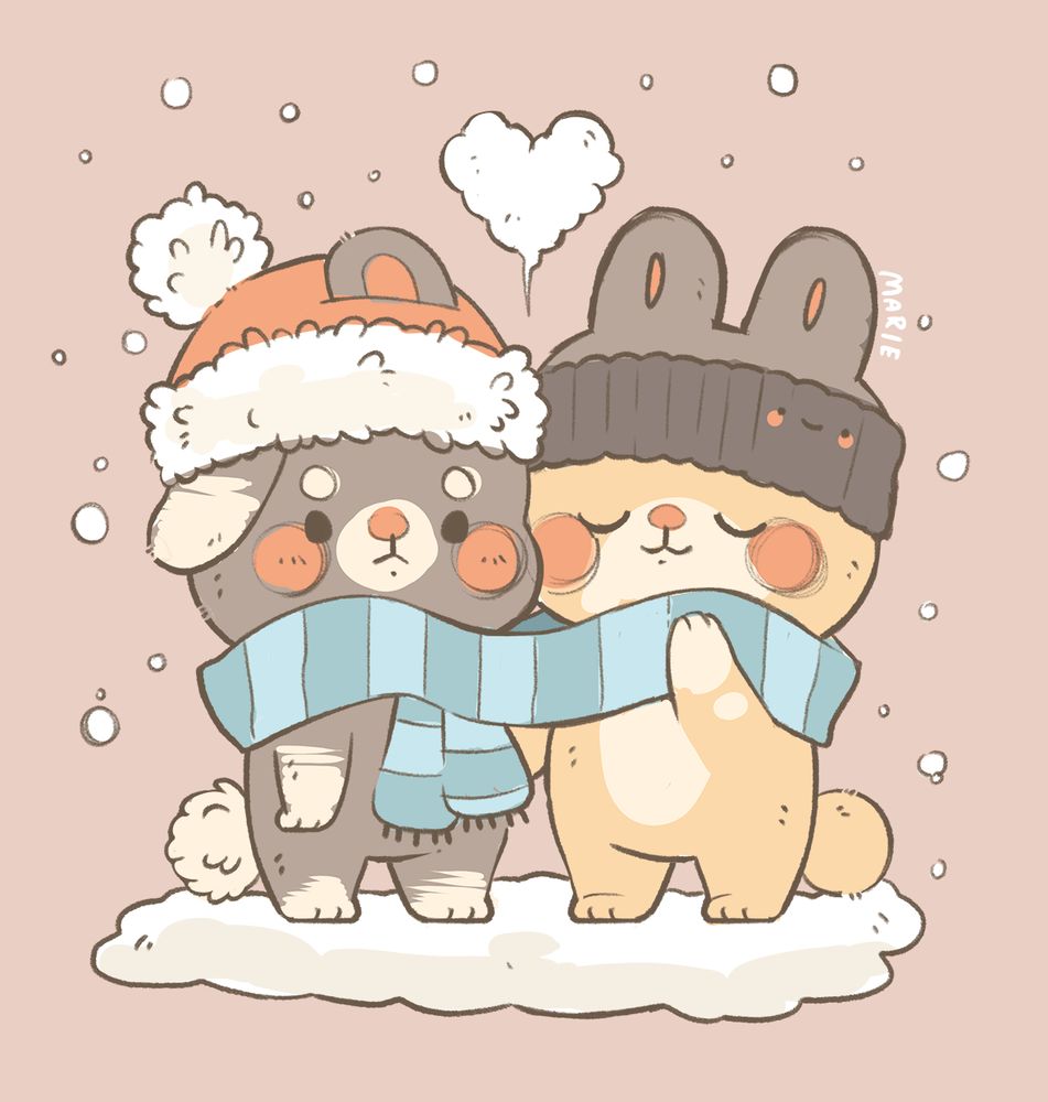 Skizze - verliebte Schneehasis