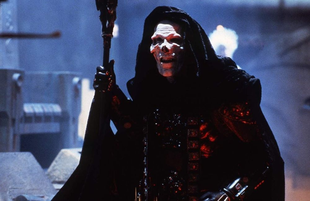 Still from Masters of the Universe of Frank Langella as Skeletor 