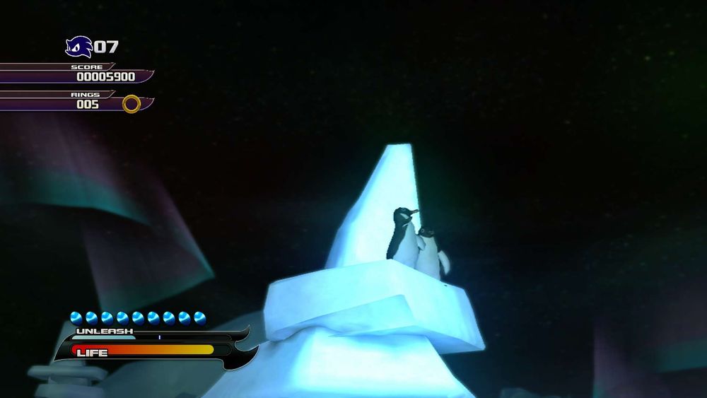 2 penguins on some ice in sonic unleashed