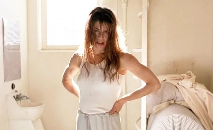 Linda Hamilton in her asylum cell in Terminator 2