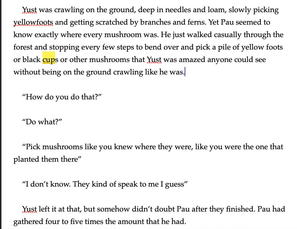 From WIP Yust and Pau forage from mushroom. Pau is much better at it