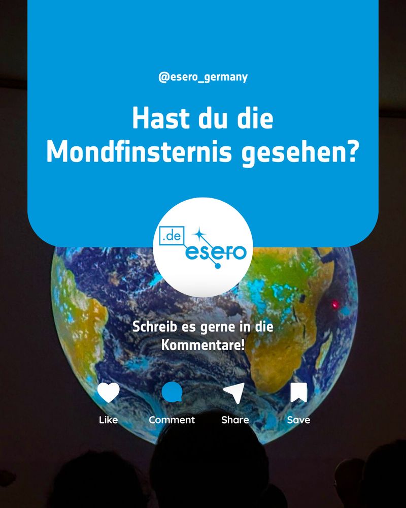Die Erde während der Präsentation in der Sternwarte. Text: Hast du die Mondfinsternis gesehen? Schreib es gerne in die Kommentare! 