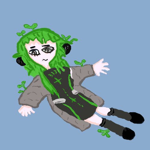 Fanart of @kael3.bsky.social lying down in some nondescript place