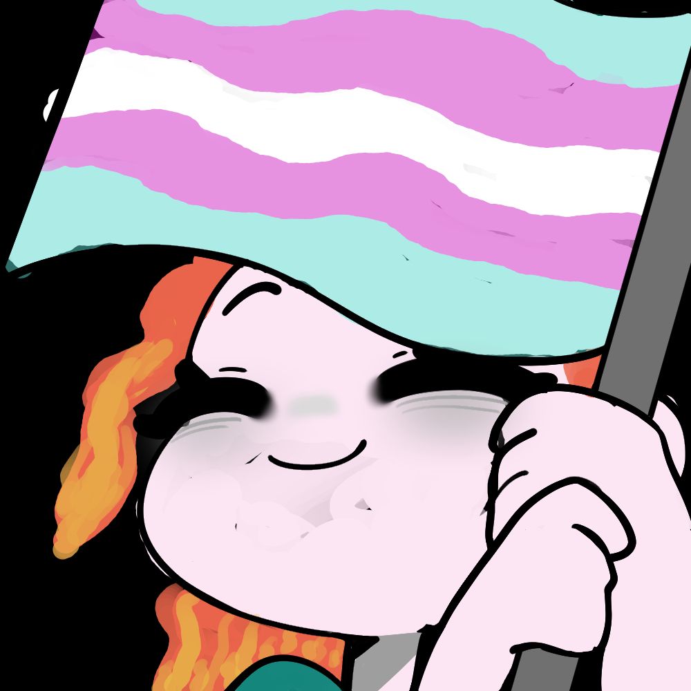 Frosty OC waving the trans flag
