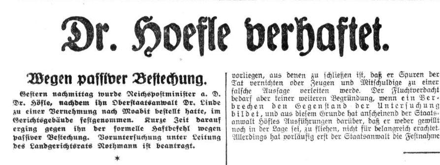 Dr. Hoefle verhaftet 