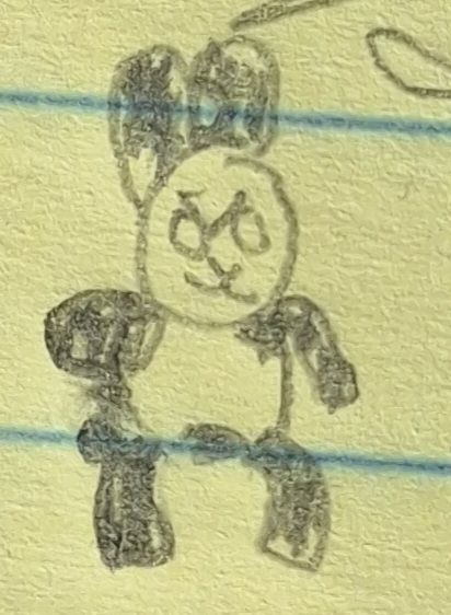 Pencil drawling of  a cartoon bunny
