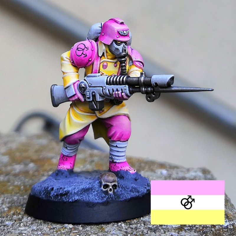 Krieg painted following the color scheme of the Twink flag. 