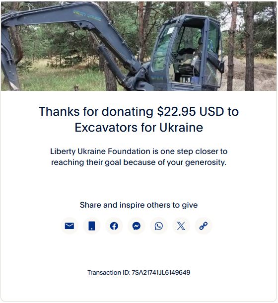 donation receipt for $22.95