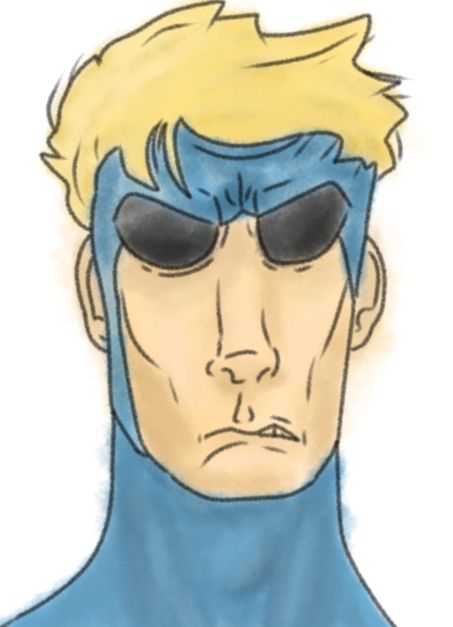 Invincible from Invincible if he had blonde hair instead of black hair.