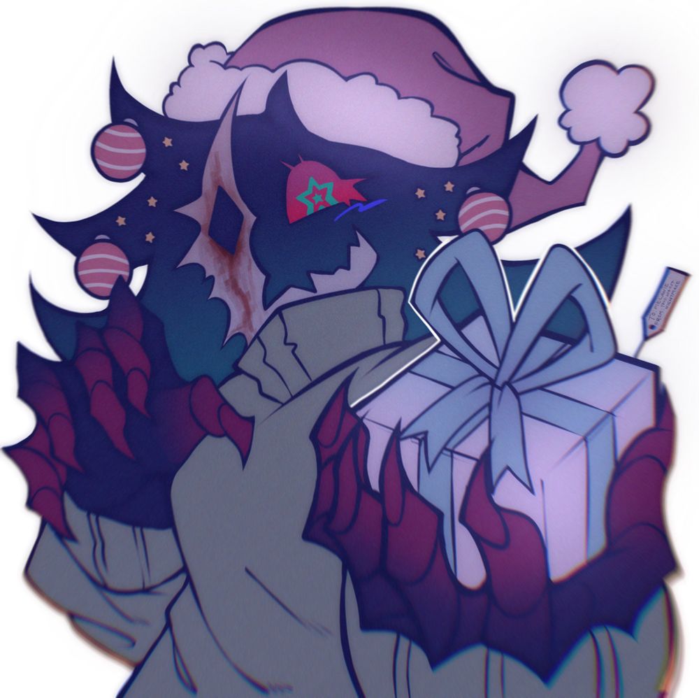 Folly from Regretevator holding out a gift to give to the viewer.