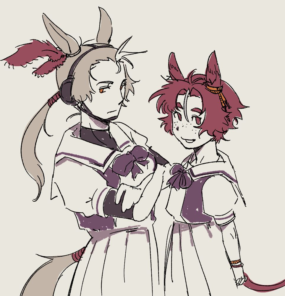 a drawing of sol and dae as if they were from uma musume
