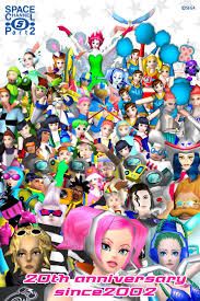 A group shot of all the characters that appear in Space Channel 5