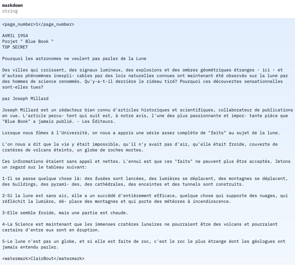Markdown formatted OCR output
