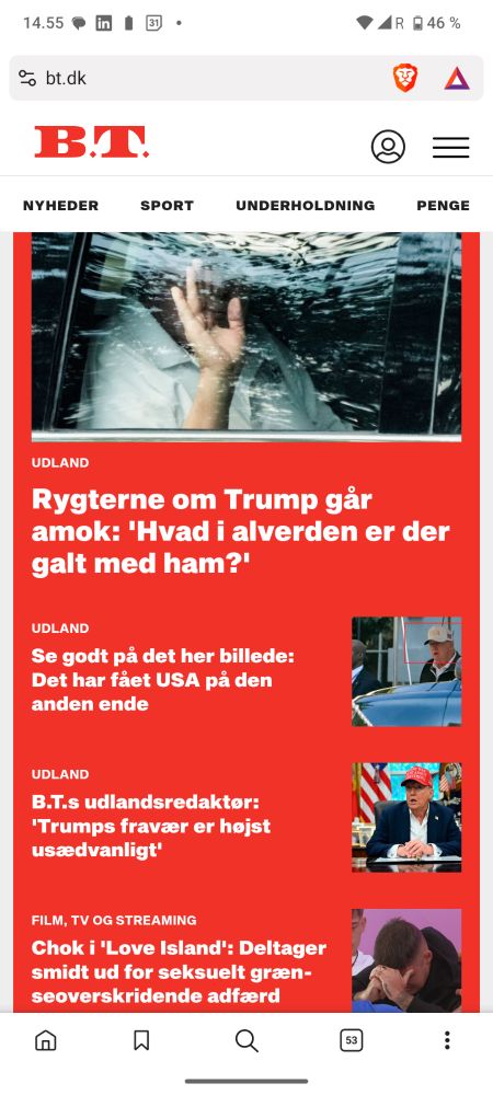 3 nyheder om rygterne omkring Trump og så lige 1 i samme felt om love Island deltager der er smidt ud
