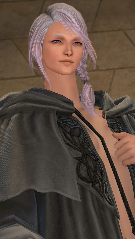 Another selfie from Hythlodaeus. This time he's opening the sophist robe to the camera, the angle is a little lower as he looks at the camera with a sexy face.