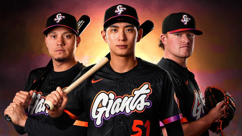 Wilmer Flores, Jung Hoo Lee, and Logan Webb in the City Connect uniform