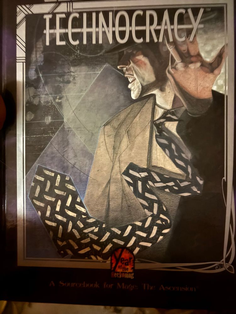 Cover of the “Guide to the Technocracy” for Mage the Ascension. It is not the same art. 