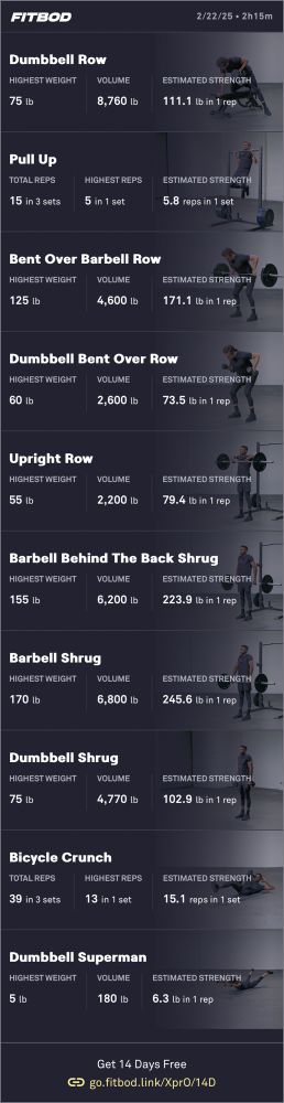 An image depicting various back, lower back, and trap exercises performed today