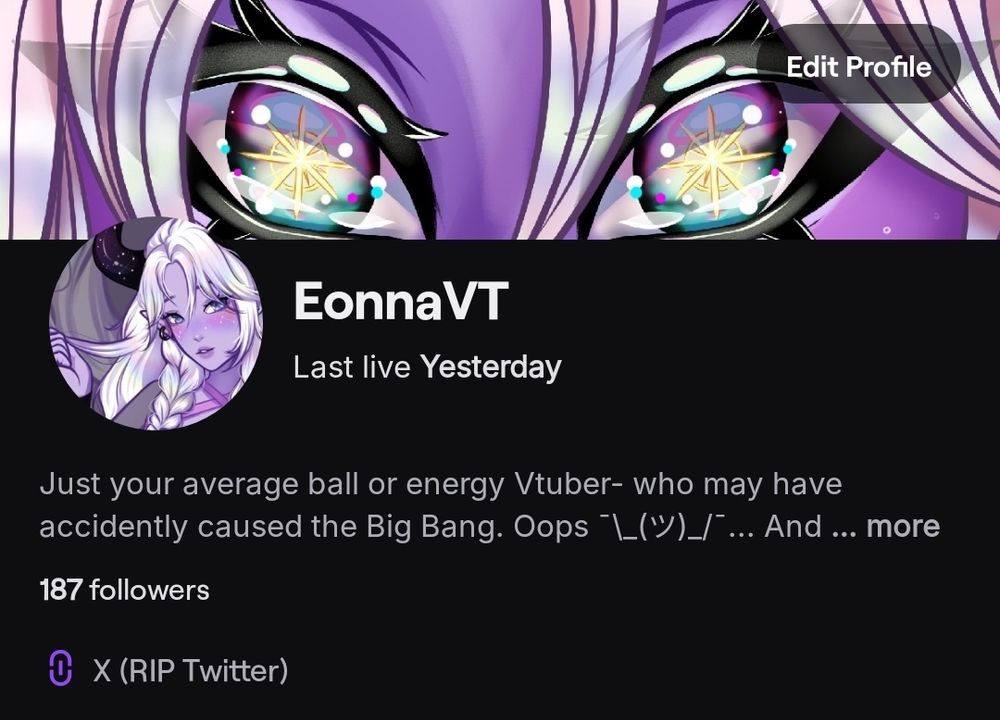 Eonnas twitch account showing 187 followers