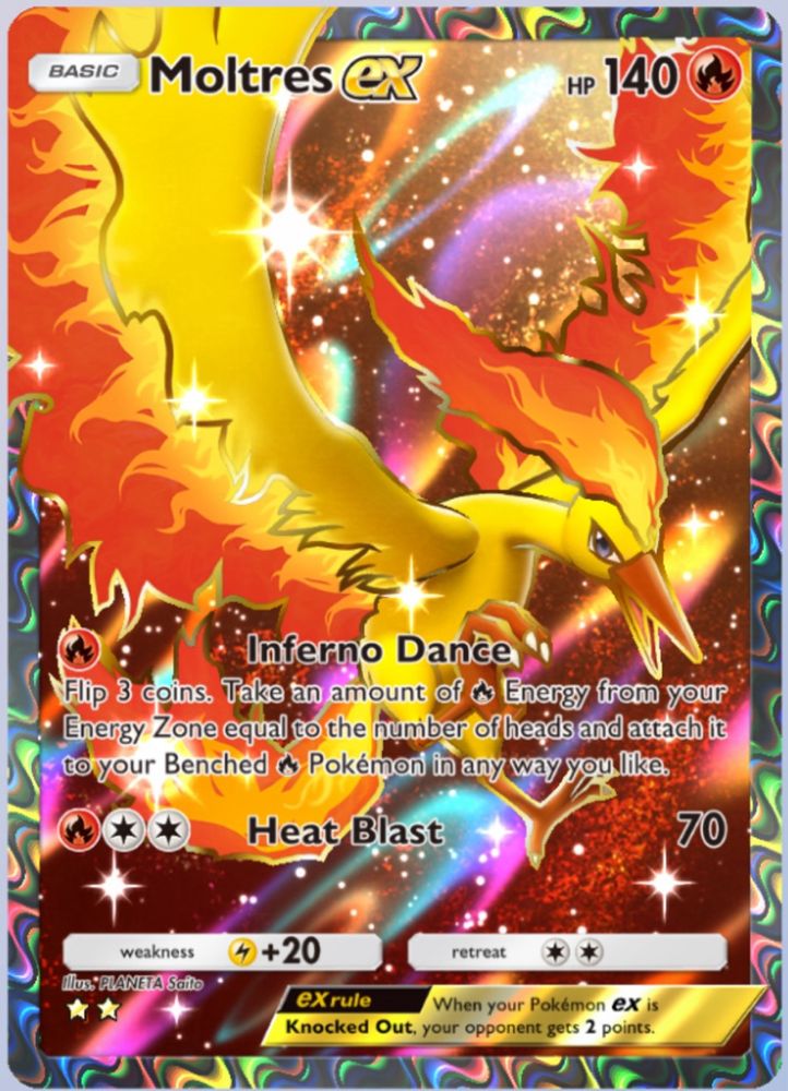 Moltres EX on a Pokemon card from Pokemon TCG