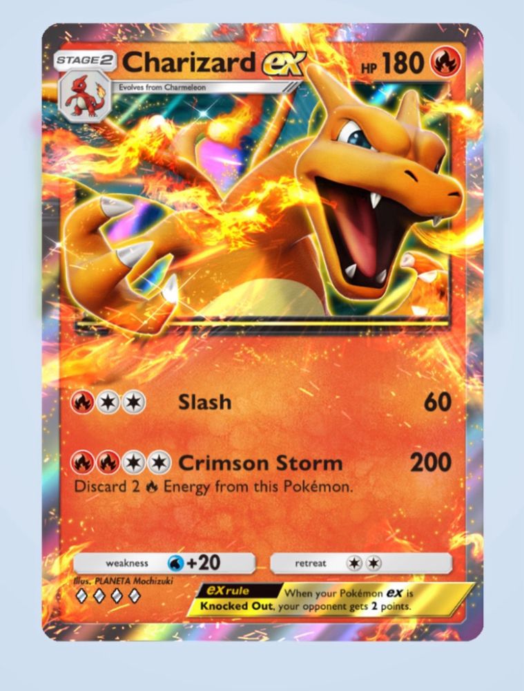 Charizard EX card from the Pokemon TCG app