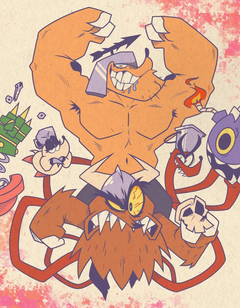 Brawlbuster, Tallbuster, Smallbuster, and Maulbuster from AntonBlast 