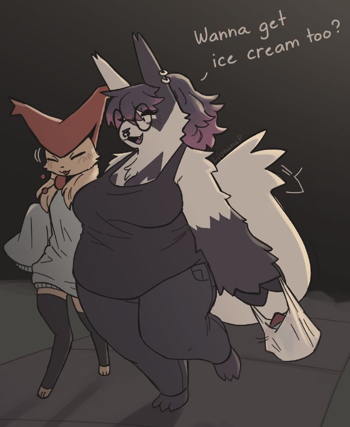 my pokesona (delcatty) with my girlfriends pokesona (zangoose) going on a midnight stroll 
