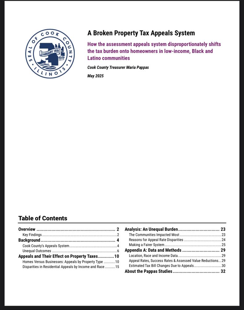 Front page of the Treasurer’s Office study “A Broken Property Tax Appeals System”