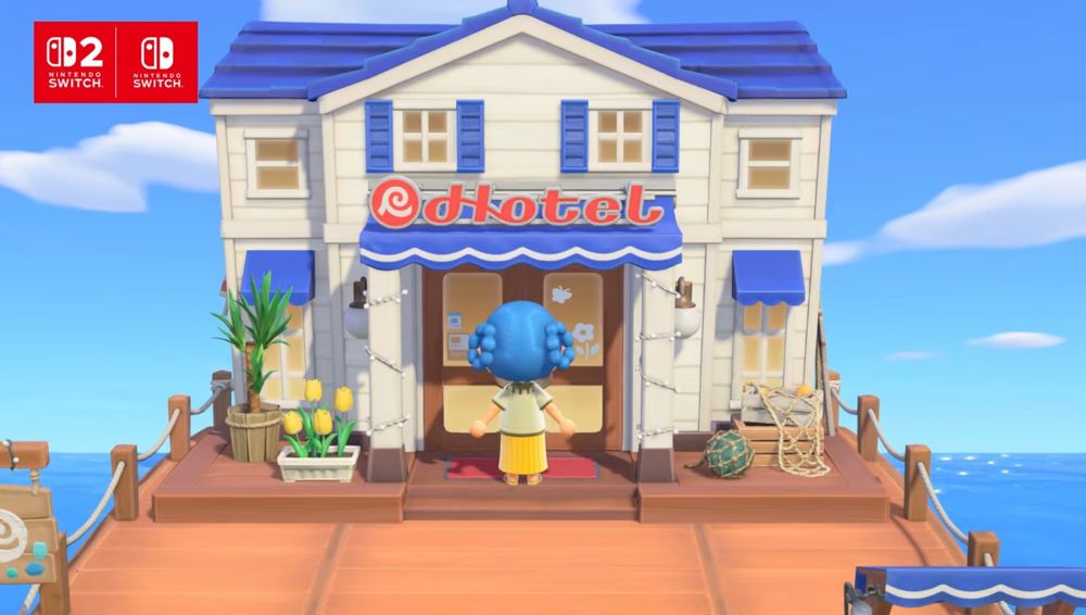 A screenshot of the new hotel coming to ACNH