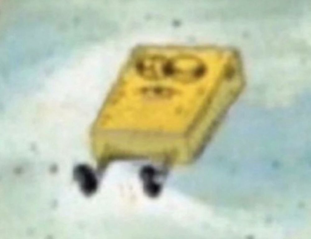 spongebob naked on the floor