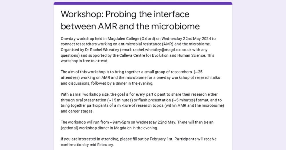 Workshop: Probing the interface between AMR and the microbiome