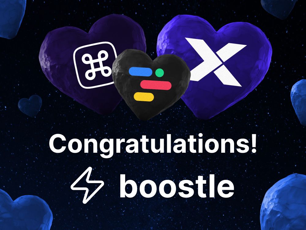 Banner announcing "boostle" as the winner of toddle's AI app builder competition