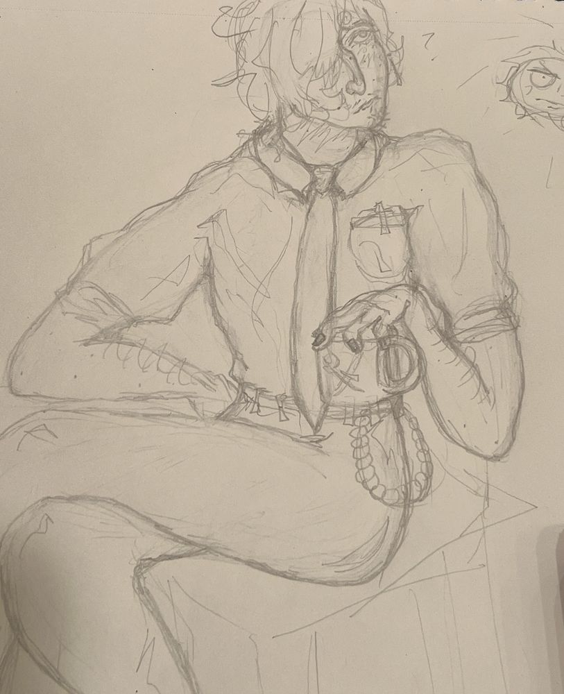 sanji sitting(?) at a table and holding a cup of tea. someone is calling for him and he perks his head up, curious.