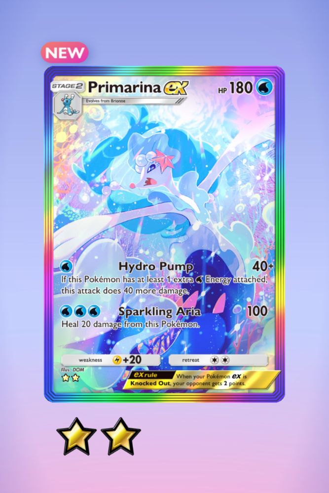 Rainbow 2 Star Pull of Primarina Ex