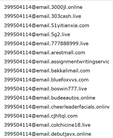 Block all emails that start with 399504114@