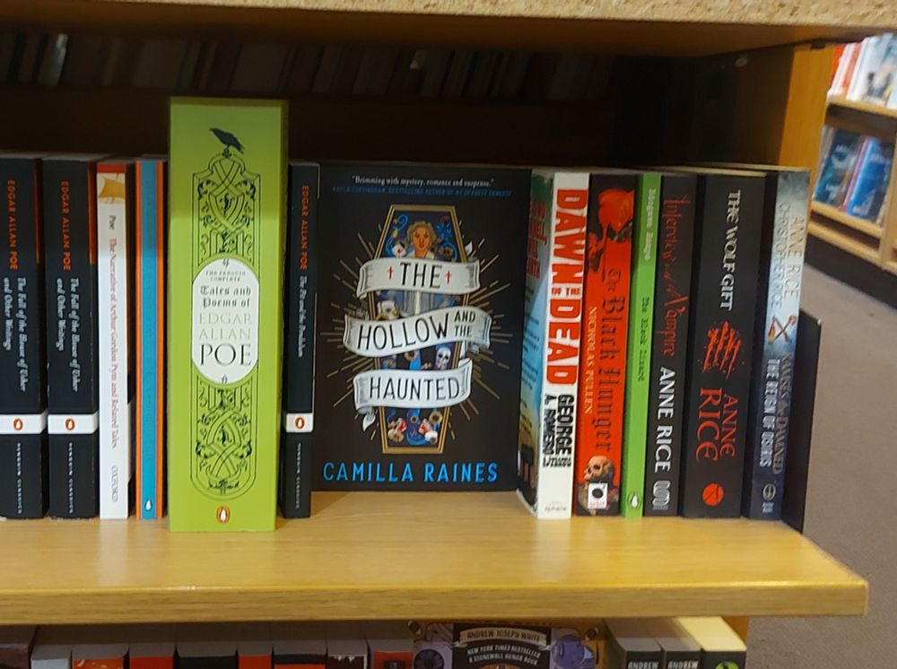 Image shows the P-R shelf in a bookshop Horror section