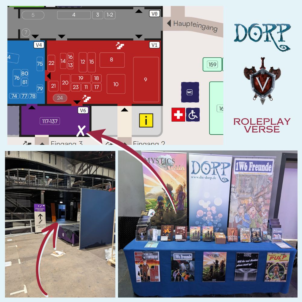 Der DORP Stand auf dem Roleplay Verse in der Turbinenhalle Oberhausen in der  Crafters Verse Halle.