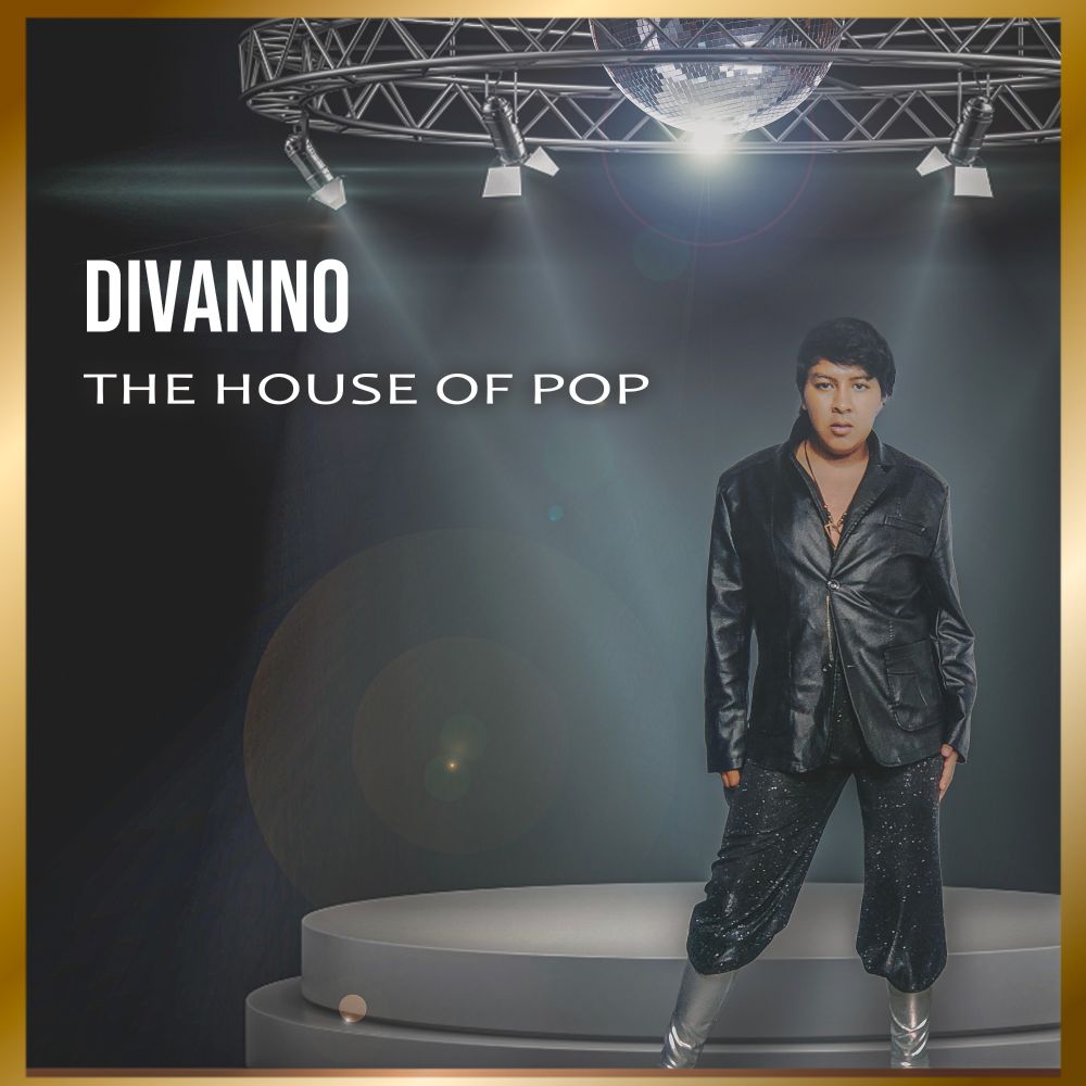 Portada del nuevo sencillo de Divanno "THE HOUSE OF POP" escenario y luces de show con Divanno en el escenario 