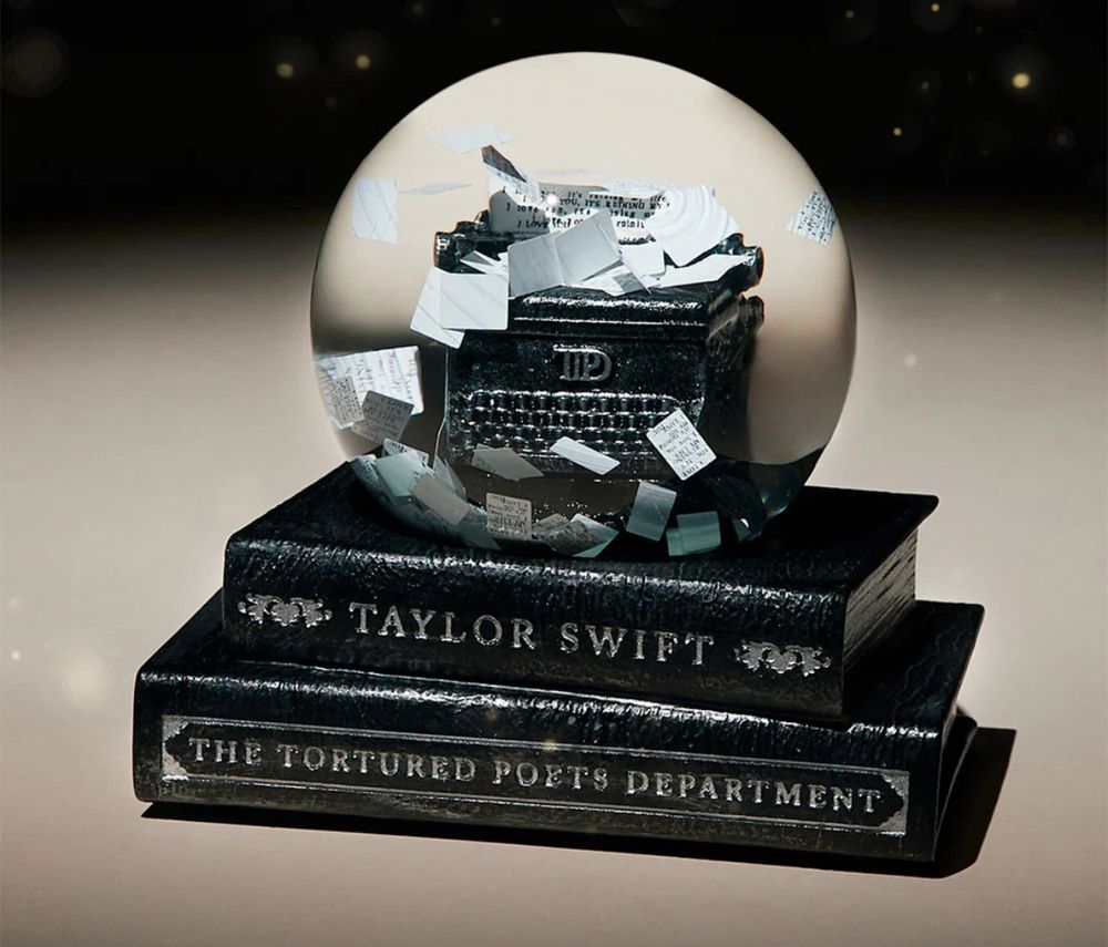 taylor swift themed tortured poets department snow globe 