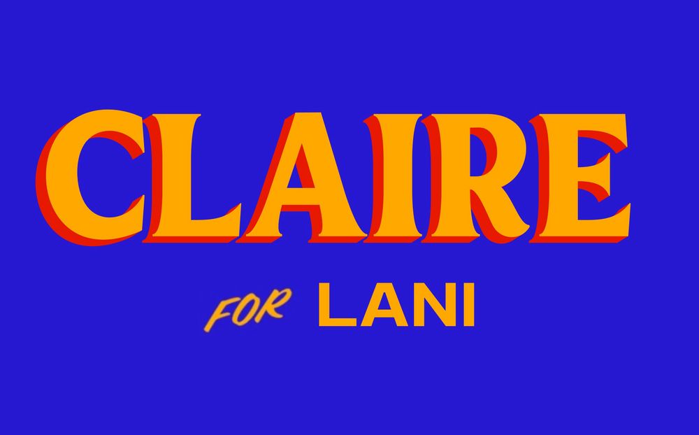 The Zohran campaign poster with text amended to say “Claire Forlani”.