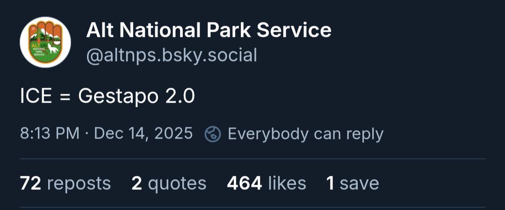 Alt National Park Service: ICE = Gestapo 2.0