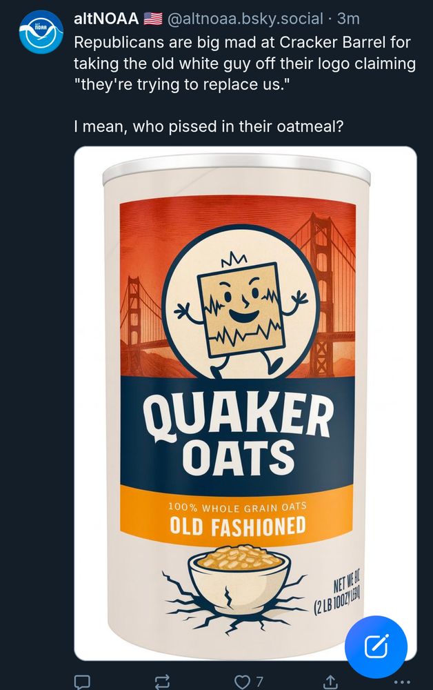 AltNOAA: Republicans are big mad at Cracker Barrel for taking the old white guy off their logo claiming 