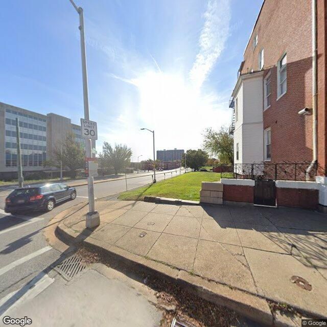 Google Maps Street View of bus stop EUTAW PL & DOLPHIN ST sb