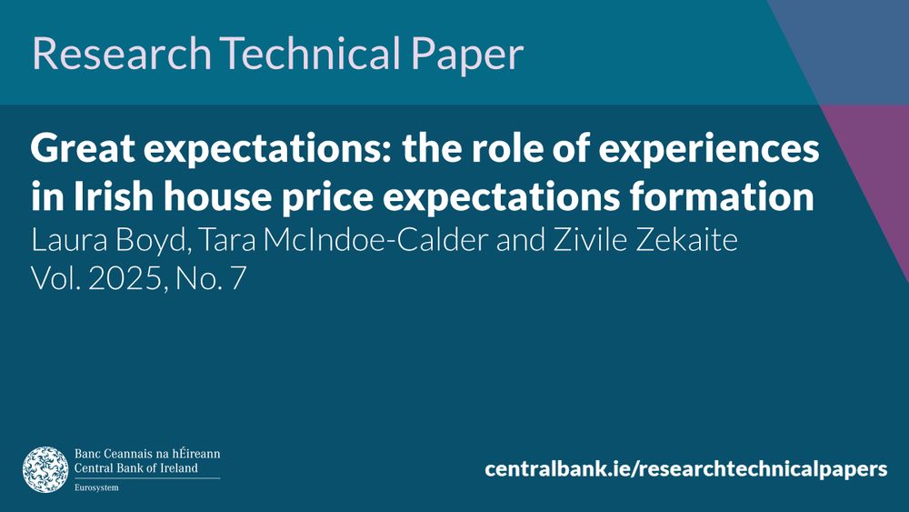 Research Technical Paper, “Great expectations: the role of experiences in Irish house price expectations formation” written by Laura Boyd, Tara McIndoe-Calder and Zivile Zekaite