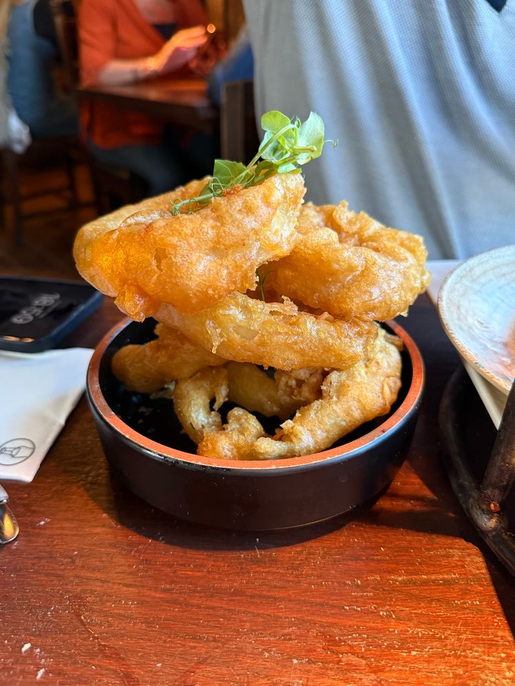 Crispy battered onion rings