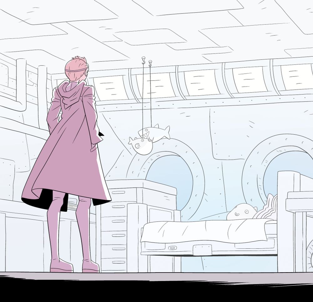 Sharon looks at Puffer's old room.