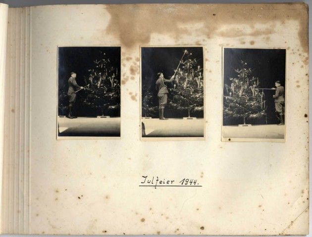 The top member of the SS at Auschwitz takes the time in December 1944 to be photographed decorating a tree. They knew it was over by this time.